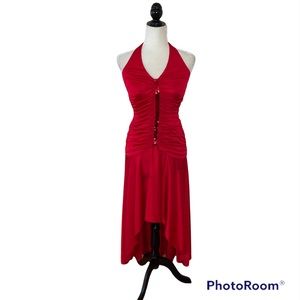 Blondie Nights by Linda Bernell Red Halter Sequin Detail Dress